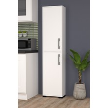 Mobilique Lizbon No.4 Modern Çok Amaçlı Dolap Beyaz Suntalam Malzemeden 183 cm Yükseklik ve 42 cm Genişlik