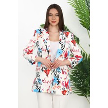 Gnd Kadın Renkli Desenli Oversize Blazer Ceket