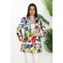 Gnd Kadın Renkli Desenli Oversize Blazer Ceket