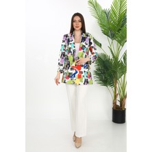 Gnd Kadın Renkli Desenli Oversize Blazer Ceket