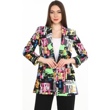 Gnd Kadın Renkli Desenli Oversize Blazer Ceket