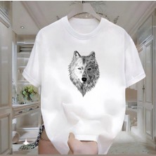 Kurt Baskılı Beyaz Oversize Erkek Tshirt
