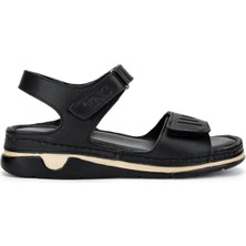 Tamer Tanca Kadın Hakiki Deri Siyah Deri Düz Sandalet 885 419-22 Bn Sndlt Y25 Sıyah Dr