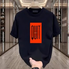Dont Quit Baskılı Siyah Oversize Erkek Tshirt