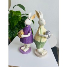 Renkli Fırça Tavşan Çift Polyester Biblo Hediyelik