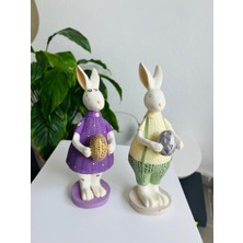 Renkli Fırça Tavşan Çift Polyester Biblo Hediyelik