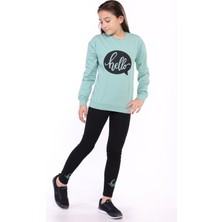 Toontoy Kız Çocuk Hello Yazı Baskılı Taytlı Takım