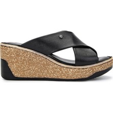 Tamer Tanca Kadın  Deri Siyah Topuklu Terlik 885 185 Bn Trlk Y25 Sıyah