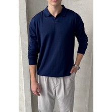 HYMAN Erkek Pamuklu Polo Yaka Oversize Triko Kazak