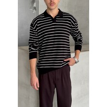 HYMAN Erkek Pamuklu Polo Yaka Oversize Triko Kazak