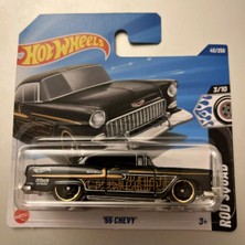 Hot Wheels Tekli Araba '55 Chevy Siyah 3/10 Rod Squad Klasik Araba Koleksiyonu