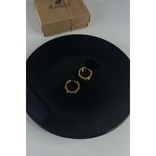 Gold Kaplama Cartier Model Taşlı Çelik Küpe