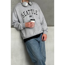 Erkek Seattle Baskılı Oversize Sweatshirt
