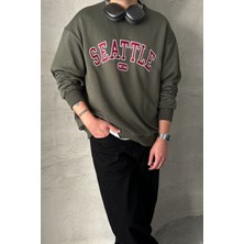 Erkek Seattle Baskılı Oversize Sweatshirt