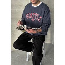 Erkek Seattle Baskılı Oversize Sweatshirt
