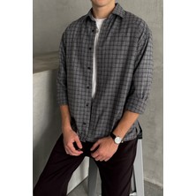 HYMAN Erkek Oversize Kesim Kareli Gömlek