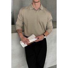 Hyman Erkek Polo Yaka Fitilli Oversize Triko Kazak