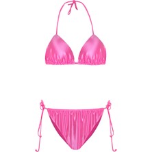 Aquella Pembe Parlak Üçgen Bikini Takım