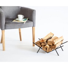 Abronya Mini Odun Standı Metal Odunluk Odun Sepeti 1 Adet Siyah Renk