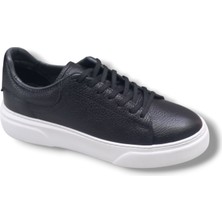 Growish GR0309 Hakiki Özel Yapım Floter Deri Yüksek Eva Taban Siyah Sneakers Erkek Ayakkabı