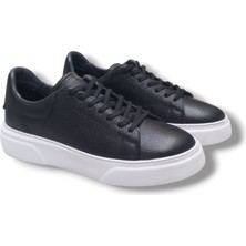 Growish GR0309 Hakiki Özel Yapım Floter Deri Yüksek Eva Taban Siyah Sneakers Erkek Ayakkabı