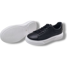 Growish GR0309 Hakiki Özel Yapım Floter Deri Yüksek Eva Taban Siyah Sneakers Erkek Ayakkabı