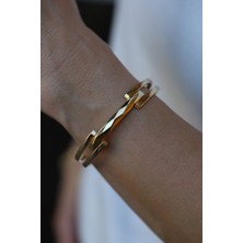 14 Ayar Altın Düz Sade Kaburga Kelepçe