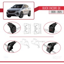 Buick Encore Gx 2020-2025 Arası ile Uyumlu Ace-2 Model Ara Atkı Tavan Barı Gri 2 Adet