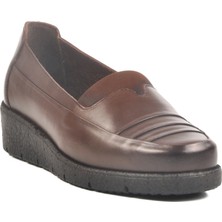 Kahve Hakiki Deri Kadın Günlük Ayakkabı BB0110 Z