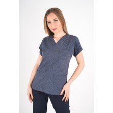 Nur Medikal Giyim Bronz Yıldız Desenli Doktor Hemşire Hastane Aşçı Scrubs Tek Üst Üniforması