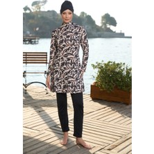 Estiva Dijital Baskı Boneli Tam Kapalı Tesettür Mayo