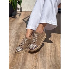 Noura Taş Detaylı  Deri Kadın Sneaker