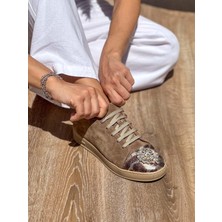 Noura Taş Detaylı  Deri Kadın Sneaker