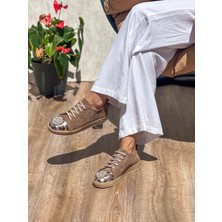 Noura Taş Detaylı  Deri Kadın Sneaker
