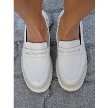 Phoenicia  Deri Bej Kadın Loafer