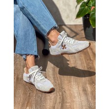 Miu  Deri File Detaylı Beyaz Kadın Sneaker