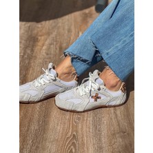 Miu  Deri File Detaylı Beyaz Kadın Sneaker