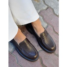 Phoenicia  Deri Kahverengi Kadın Loafer