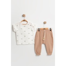 Mini Baray Timsah Desenli Erkek Bebek Body+Şort Takımı 9-12-18 Ay - %100 Pamuk Müslin Yazlık Set