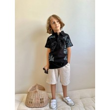 Erkek Çocuk Polo Yakalı Keten Şortlu Takım
