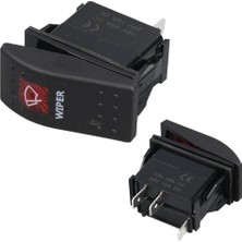 Powermaster Silecek Sembollü Işıklı 3 Pinli On-Off 12-24V Marin Switch