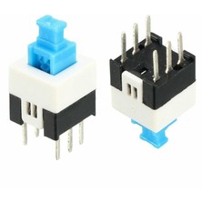Tactile Push Button On - Off Anahtarlı Switch 7x7 mm 6 Bacaklı Kilitli