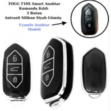 Togg T10X Uyumlu Anahtar Koruma Kılıfı Siyah / Gümüş Detaylı Lütfen Anahtar Teyiti Yapınız