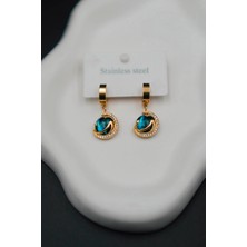 Zirkon Taşlı Gezegen Gökyüzü Model Paslanmaz Çelik Kadın Küpe