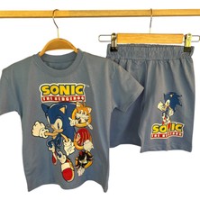 Erkek Çocuk Sonic Desenli Şortlu Takım