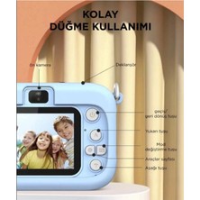 Mini 1080P Hd Çocuk Kamera Dijital Fotoğraf Makinesi 2.0 Inç Ekran 5 Adet Oyun Mavi