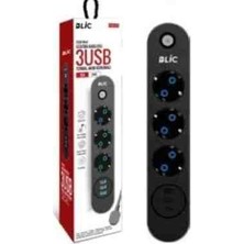 Öz-Teknoloji Blic Ftr-01 3 Priz / 3 USB Girişli Termal Akım Korumalı Priz