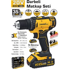 SGS5248 - Darbeli 20 Volt 1.5 Amper Akülü Şarjlı Matkap Vidalama Seti Çift Akülü 35 Nm Tork