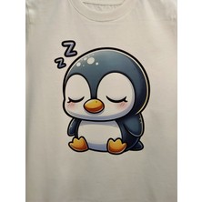 Pidal Uykucu Penguen Baskılı  Çocuk Tişörtü