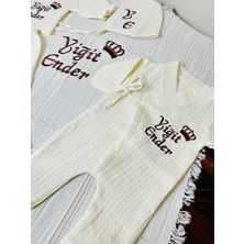 Insta Bebe Müslin Tulum Şapka Zıbın Pijama ve Battaniye Nakış Işleme Isimli %100 Pamuk